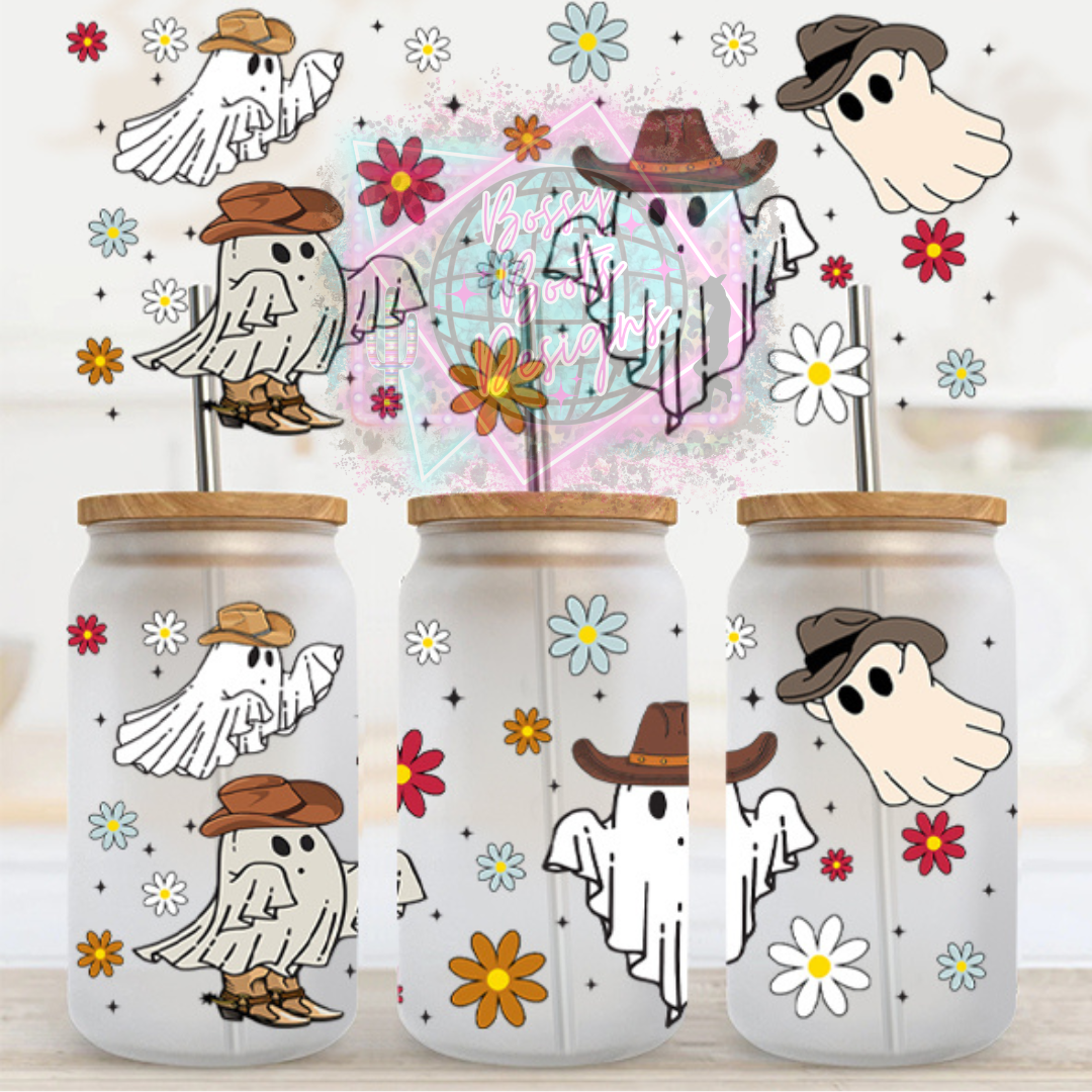 16oz UV DTF Cup Wrap- Yee Haw Ghosts