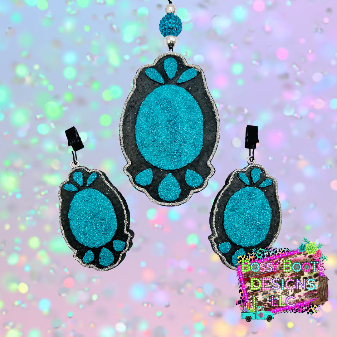 Turquoise Pendant Vent Clips
