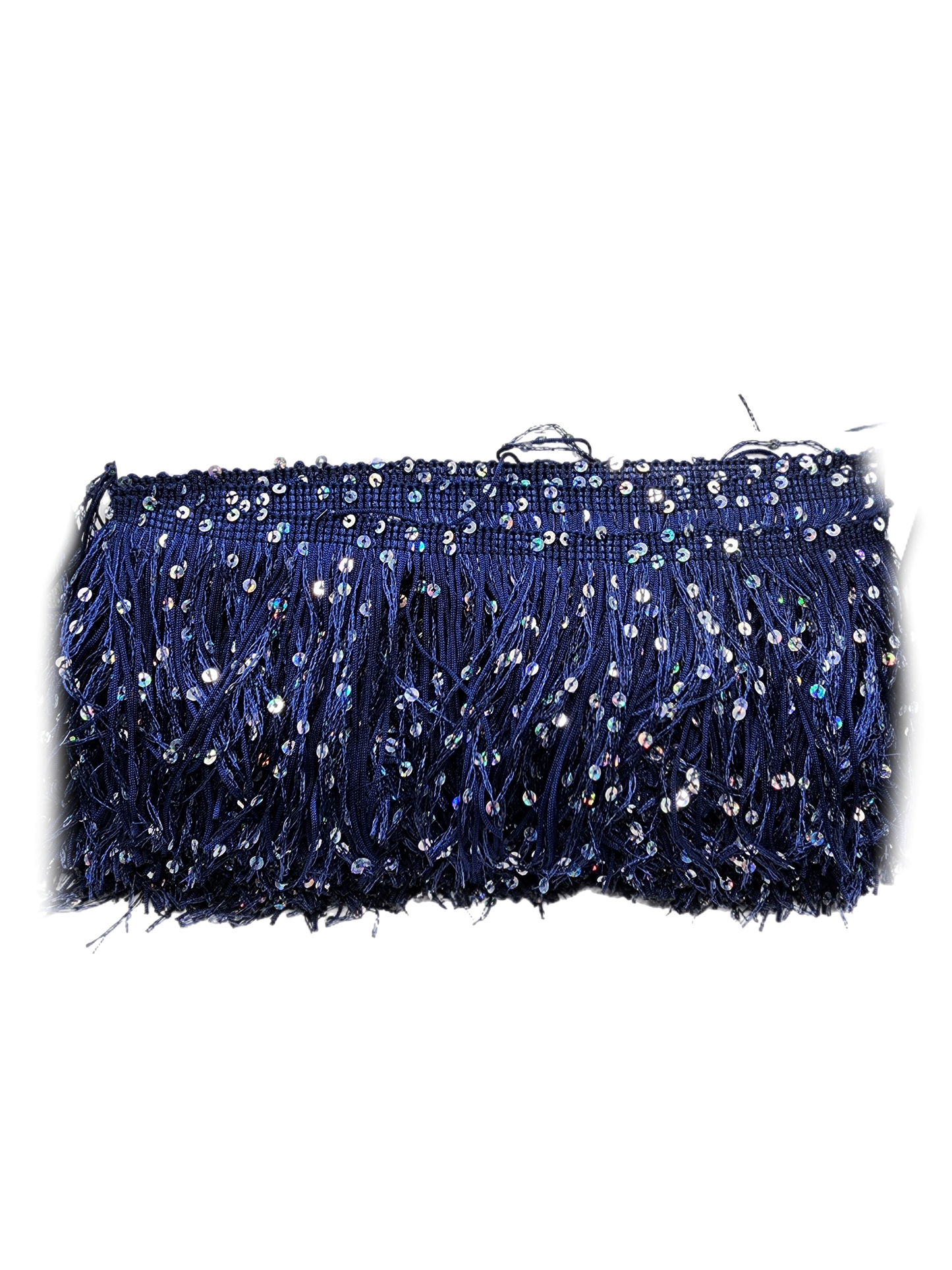 Navy Blue & Silver Sequin Fringe