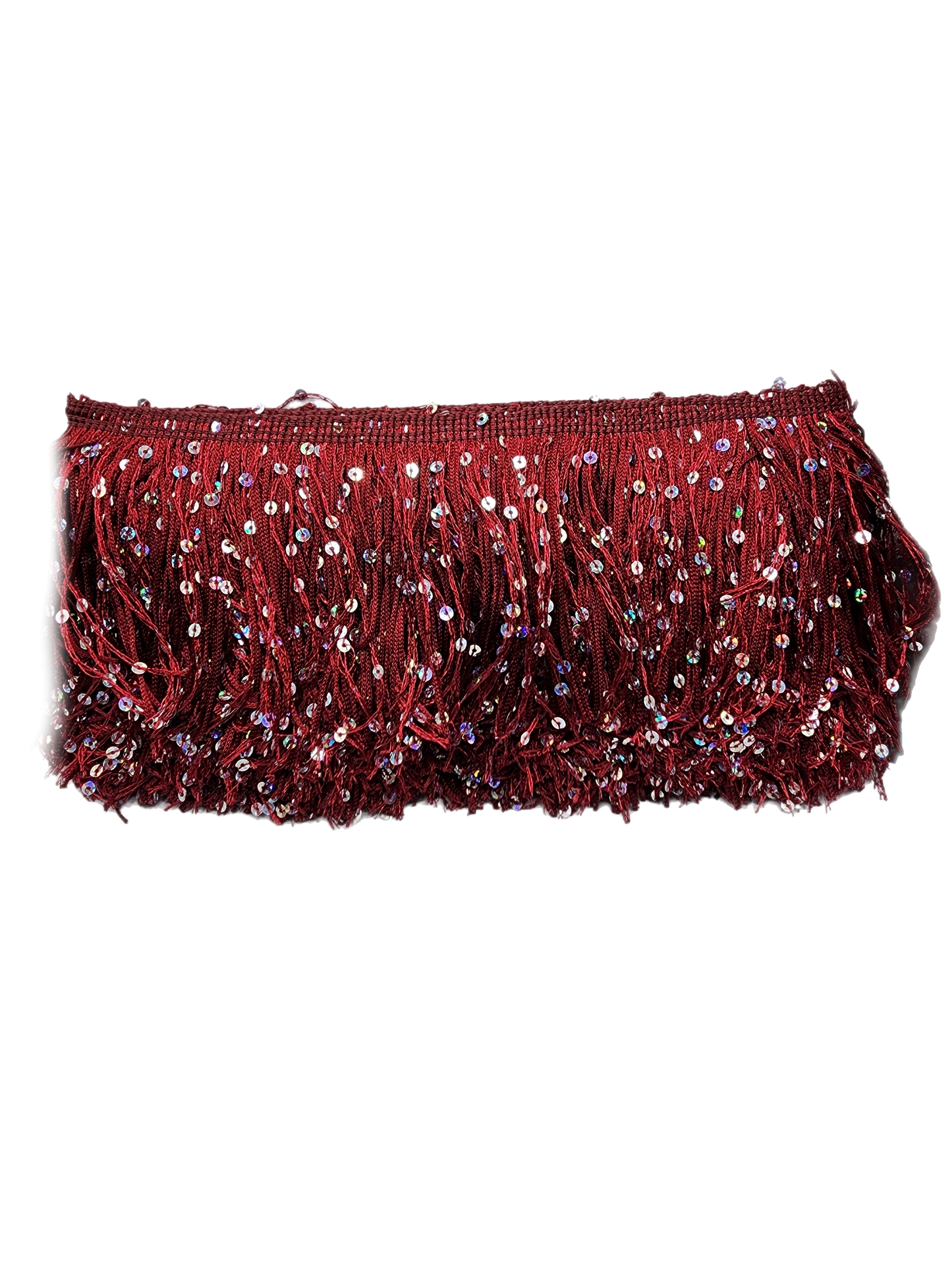 Wine Red & Silver Sequin Fringe
