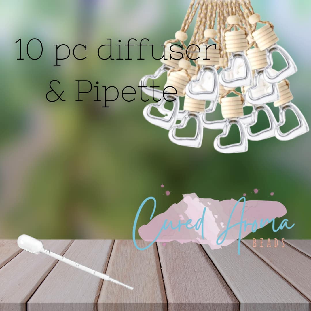 10pc Heart Car Diffuser Bottles