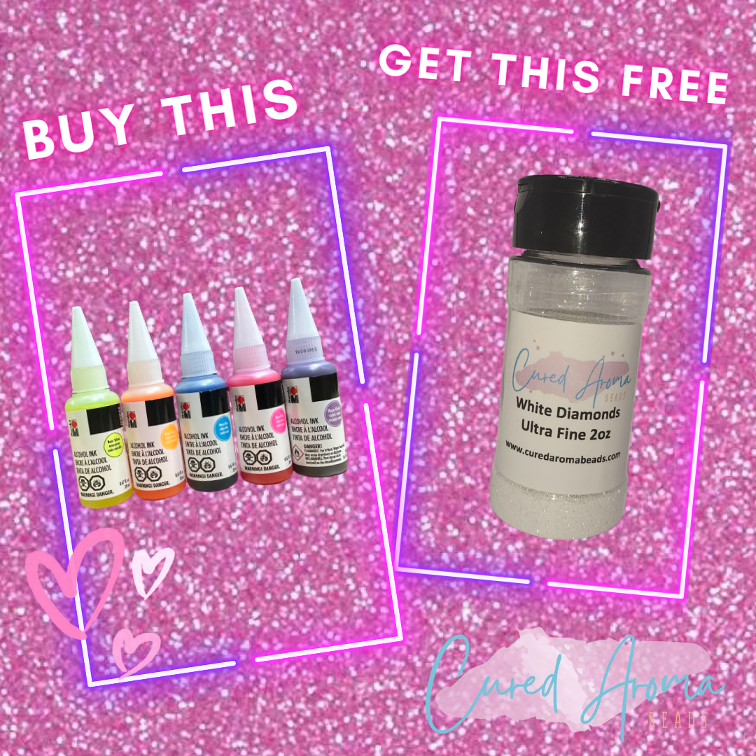Neon Marabu Alcohol Ink .68oz Set + Free Glitter