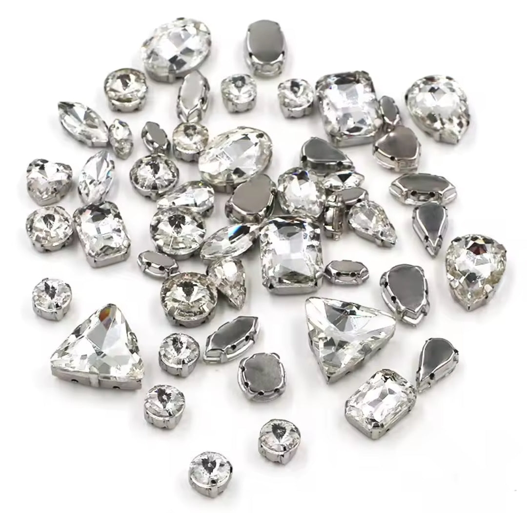 50pc Mixed Shape Rhinestones Crystal