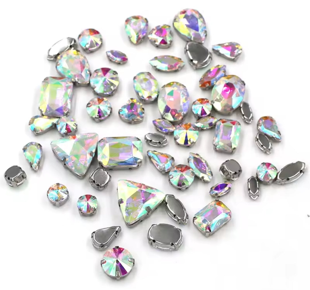 50pc Mixed Shape Rhinestones Crystal AB