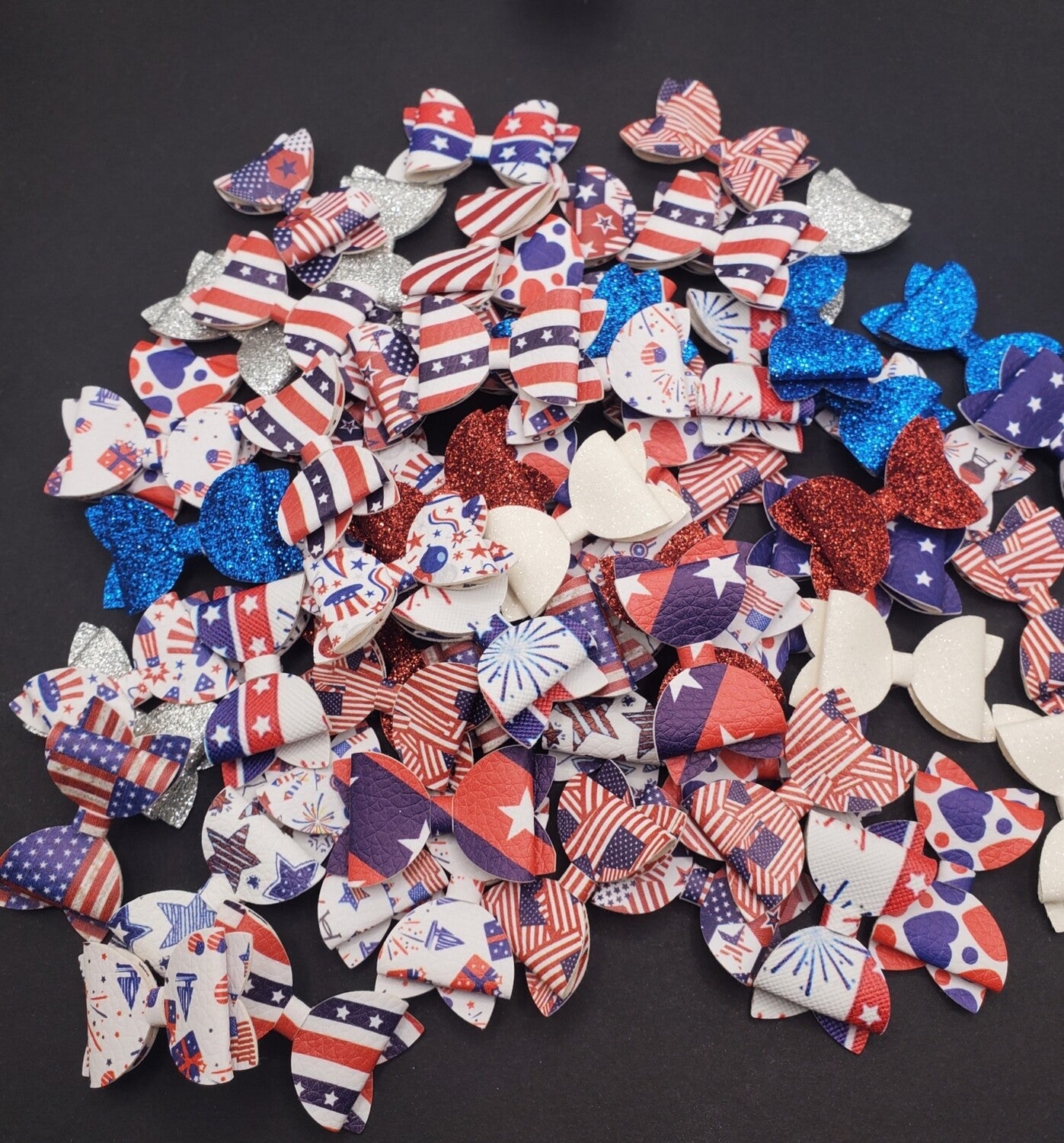 Patriotic Felt/Faux Leather 1.5" Bow Grab Bag
