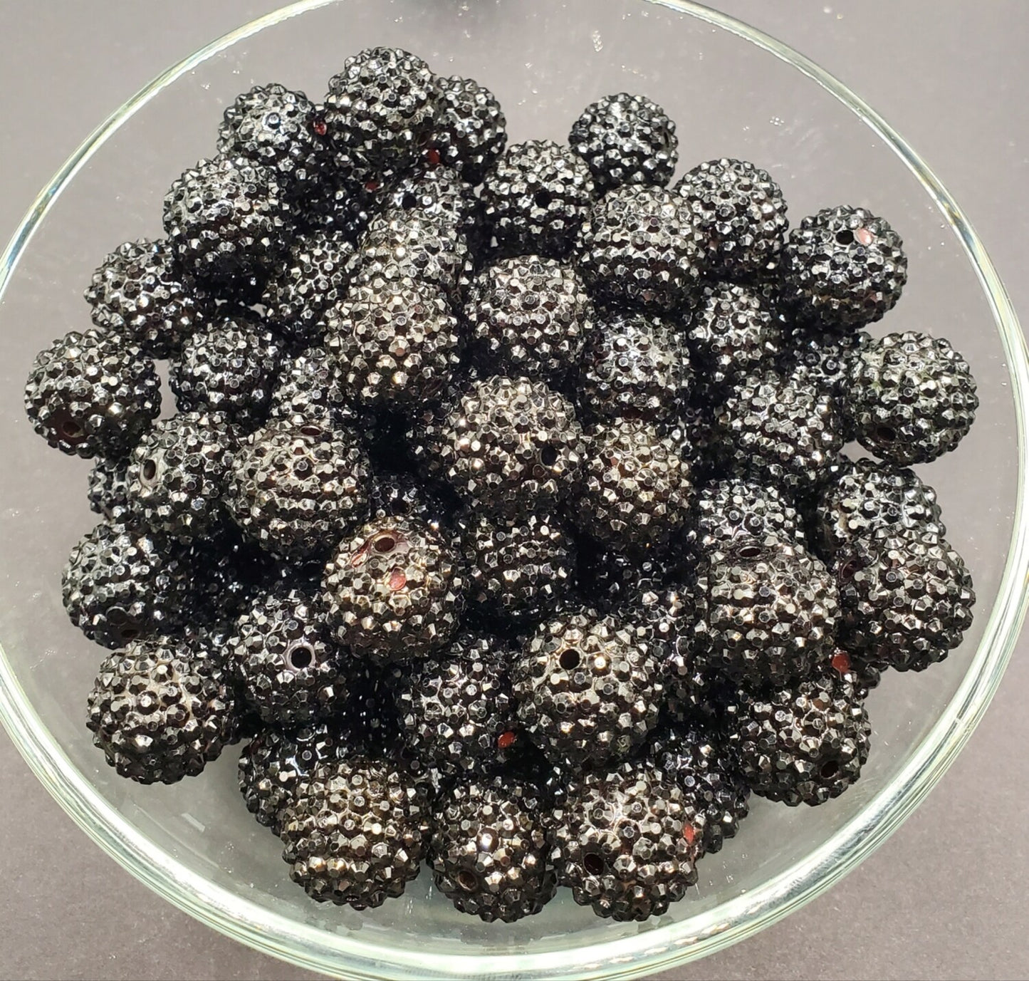 Black Rhinestone 20mm Bubblegum Beads