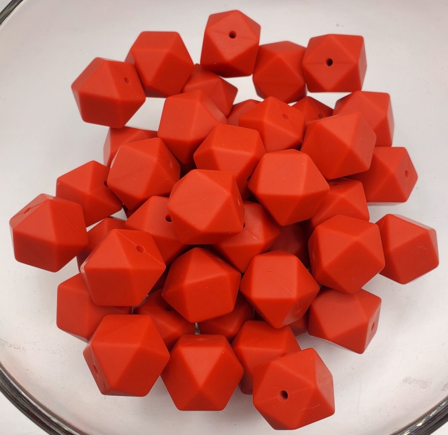 Blood Orange Hexagon 17mm Silicone Beads