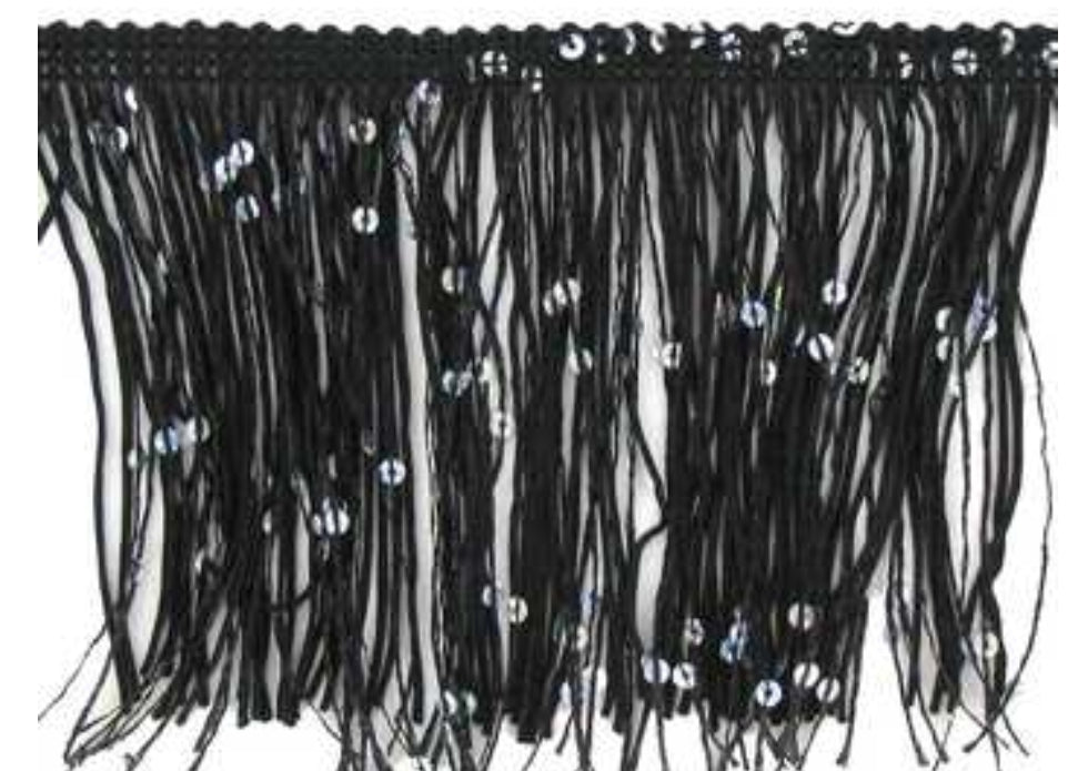 Black & Silver Sequin Fringe