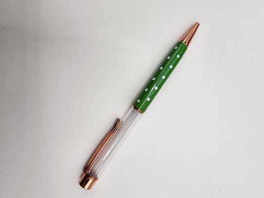 Green White Dot Snowglobe Pen