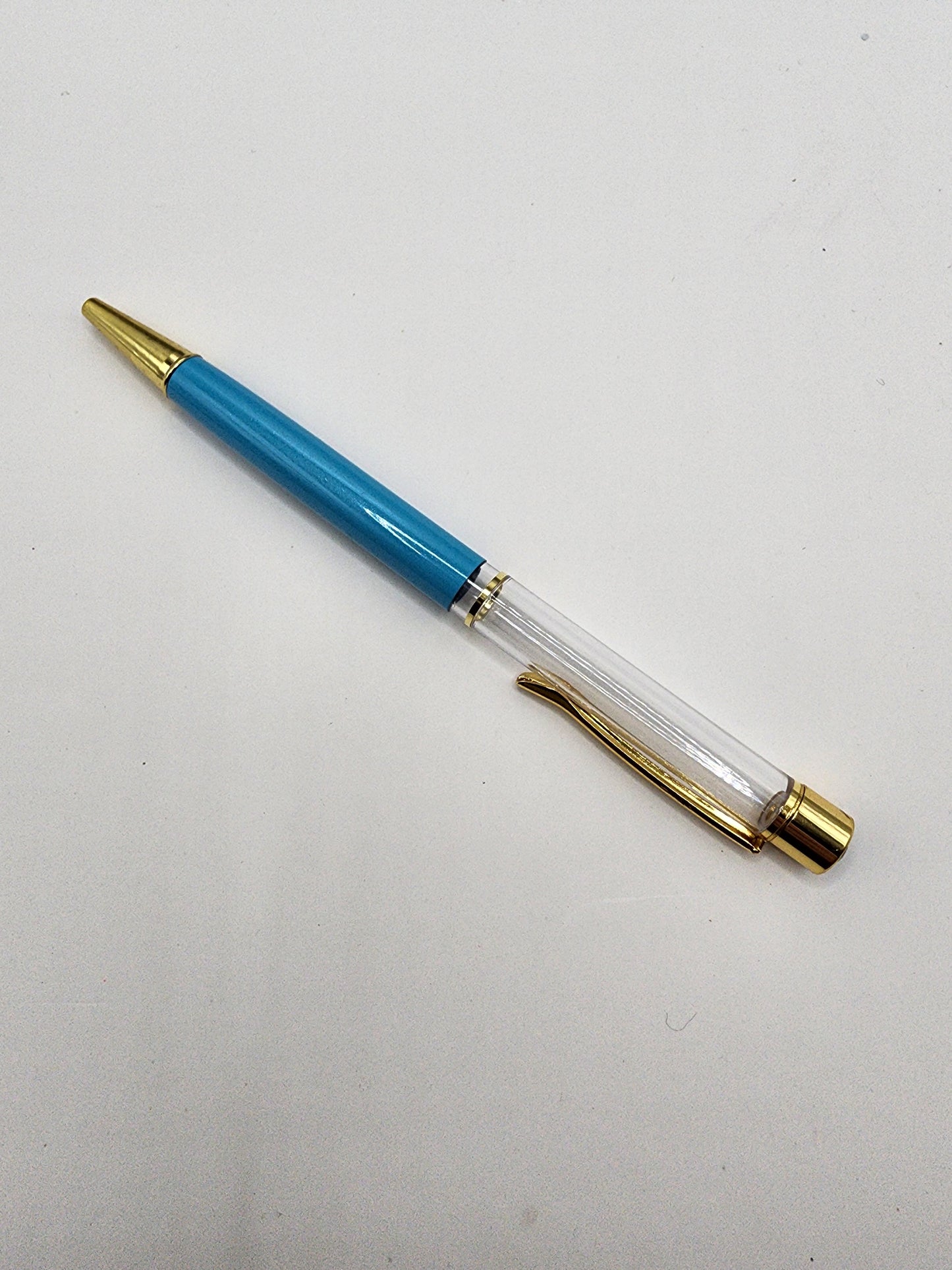 Light Blue Rhinestone Tip Snowglobe Pen