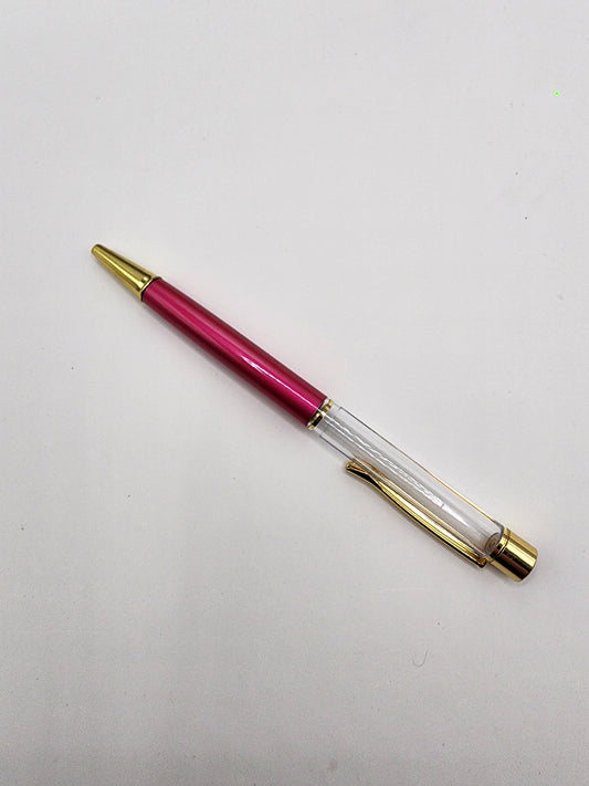 Hot Pink Rhinestone Tip Snowglobe Pen