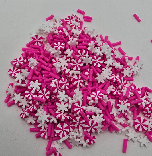 Pink Snowflake Sprinkles Polymer Clay