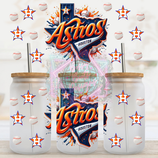 16oz UV DTF cup Wrap- BBall Astros (Exclusive)