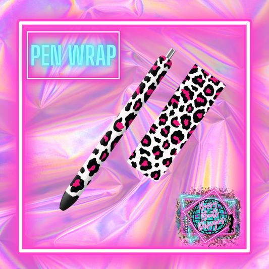 UV DTF Pen Wrap- Pink & Black Leopard