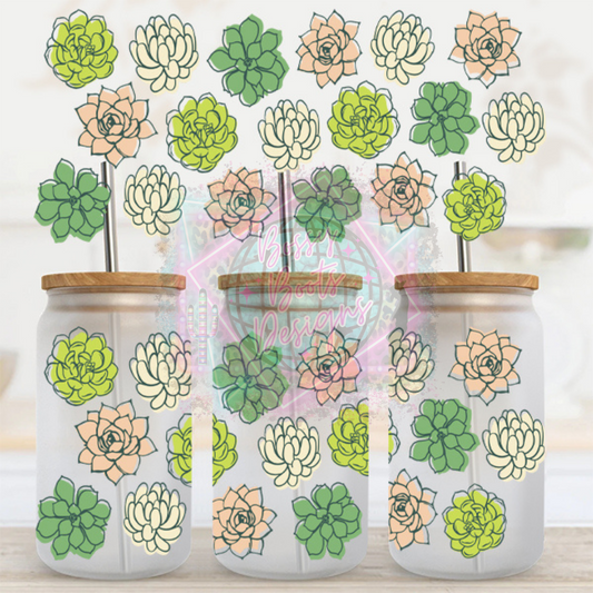 16oz UV DTF cup Wrap- Succulents