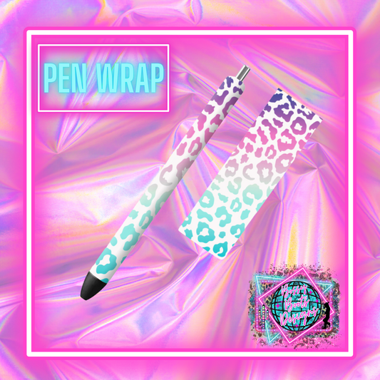 UV DTF Pen Wrap- Teal Pink Purple Leopard Ombre