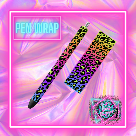 UV DTF Pen Wrap- Neon Ombre Leopard Ombre