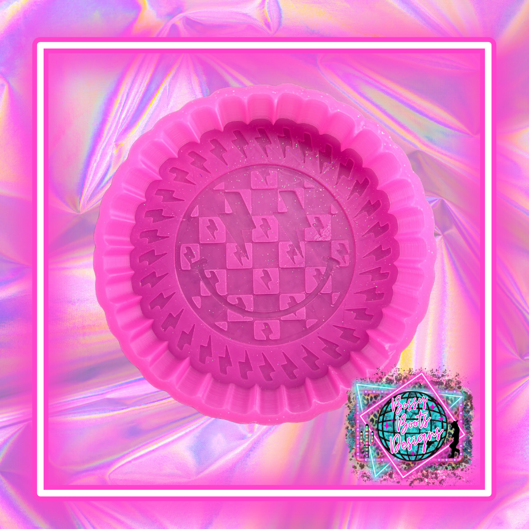 All Bolts Jeweled Checkered Smiley