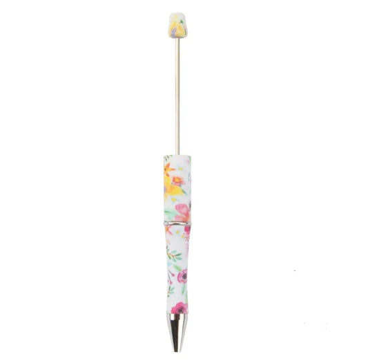 White Flowers Beadable Pen