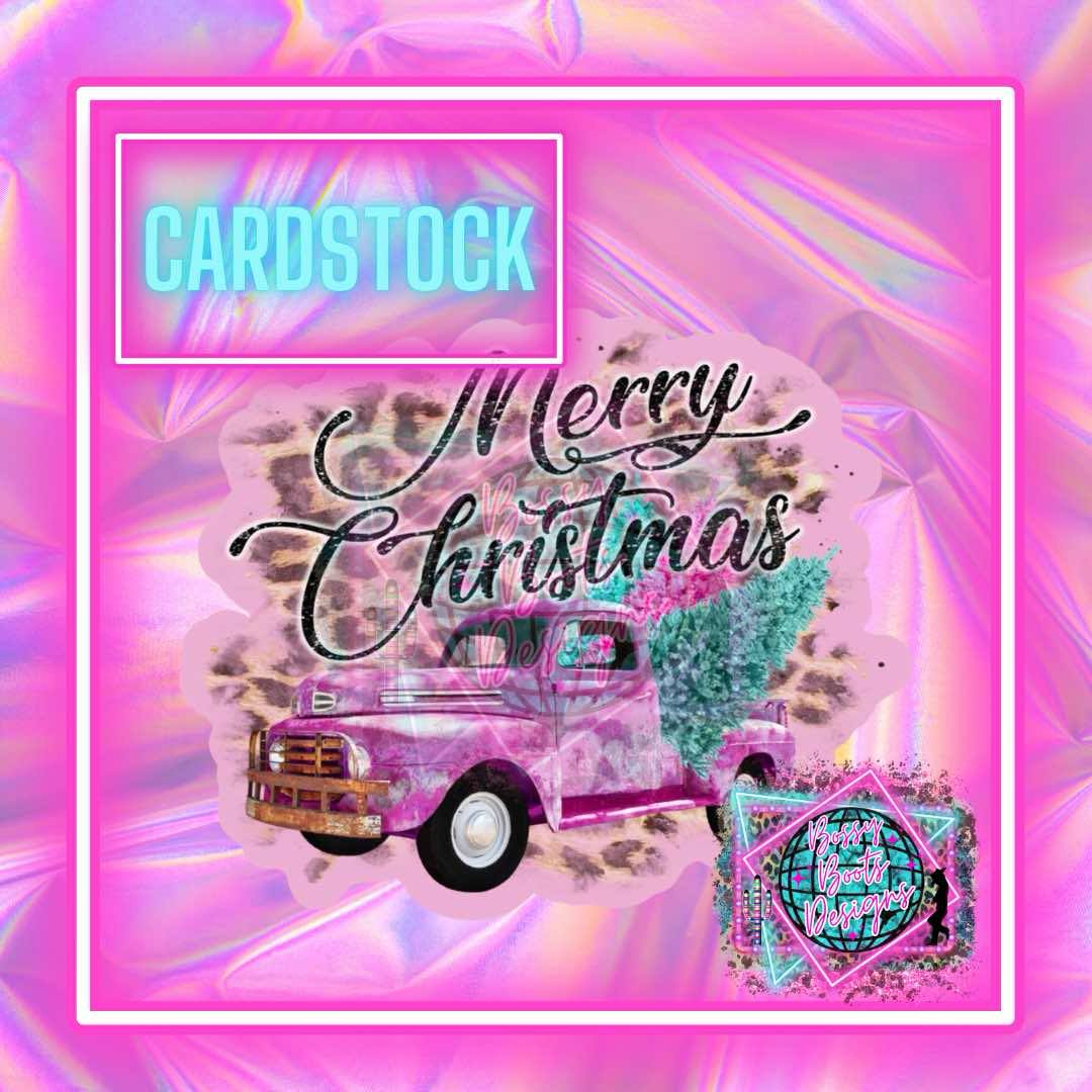 Merry Christmas Vintage Truck Cardstock