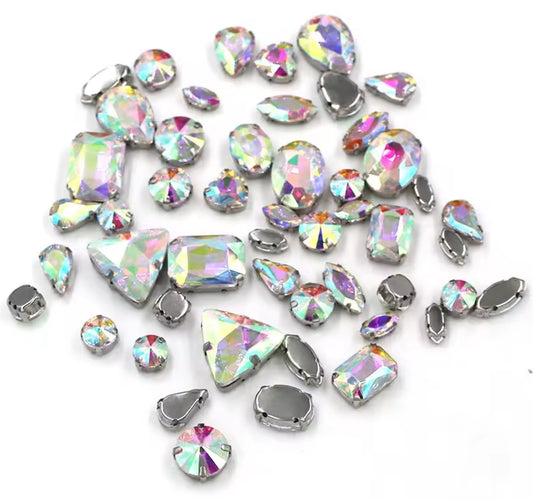 50pc Mixed Shape Rhinestones Crystal AB