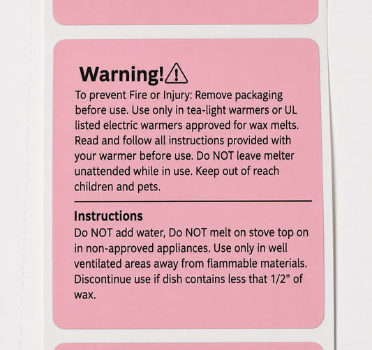 Wax Melt Warning Labels