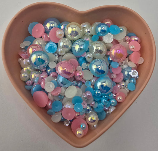 Aqua Blush Half Pearl Mix
