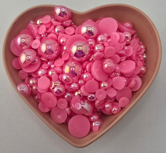 Dark Pink AB Half Pearl Mix