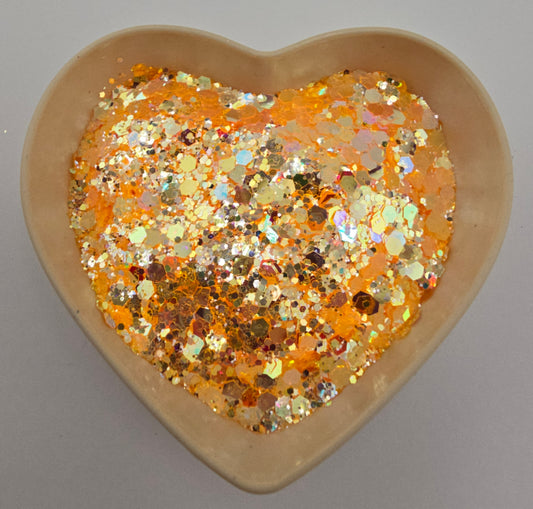Neon Orange Diamonds Chunky Mix Glitter