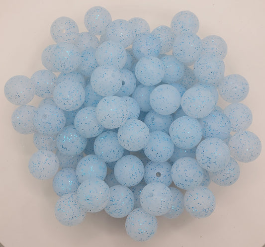 Glitter Blue 15mm Silicone Bubblegum Beads