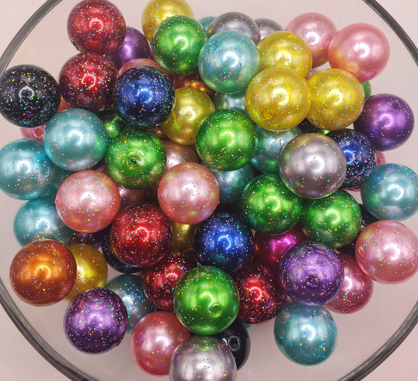 Glitter Pearl 20mm Bubblegum Beads