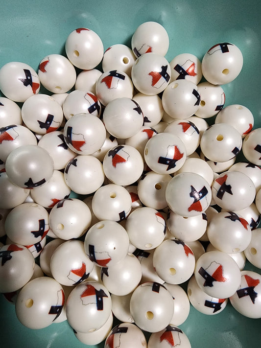 Texas Flag 20mm Bubblegum Beads