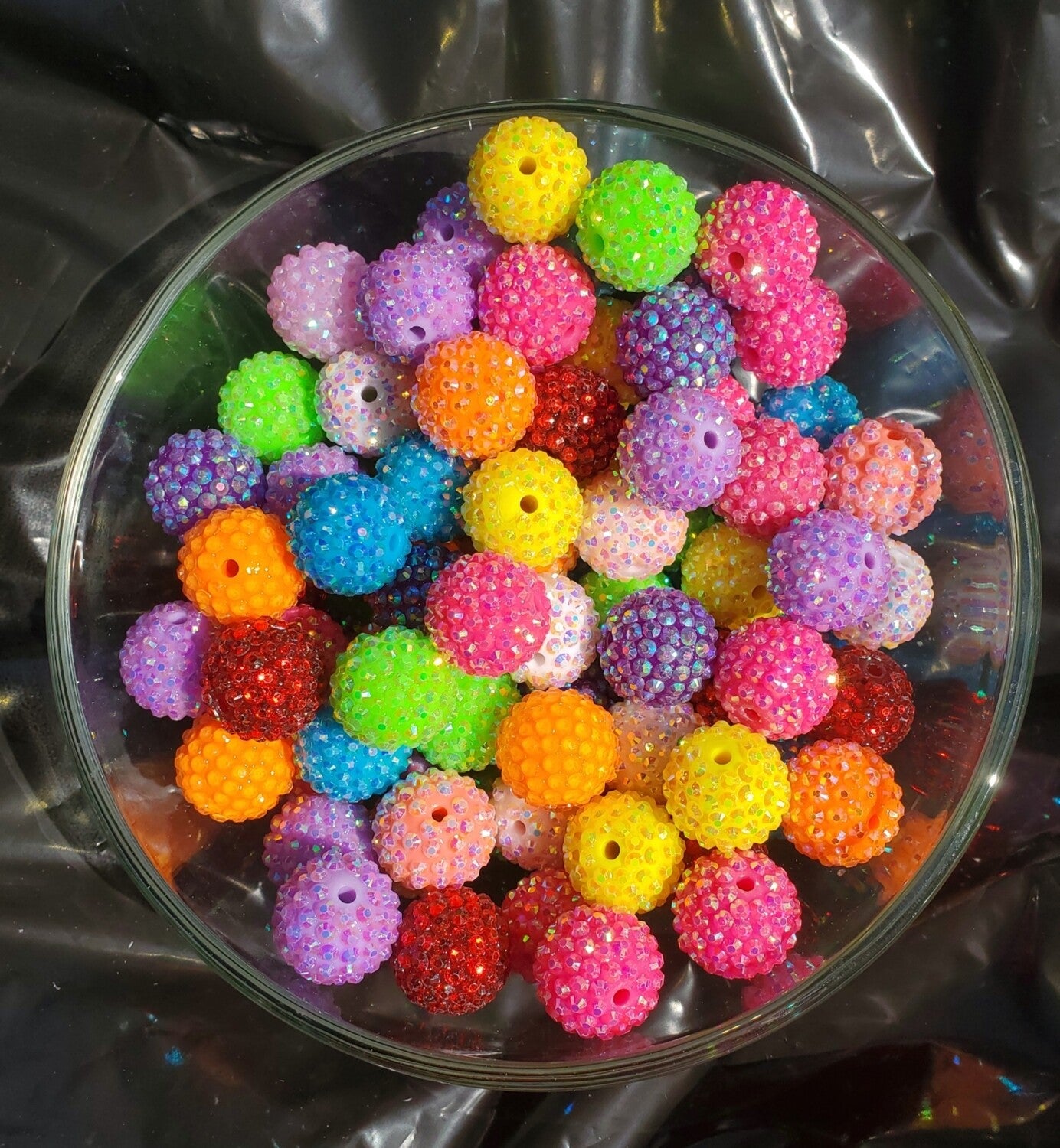 Rhinestone Mix 20mm Bubblegum Beads