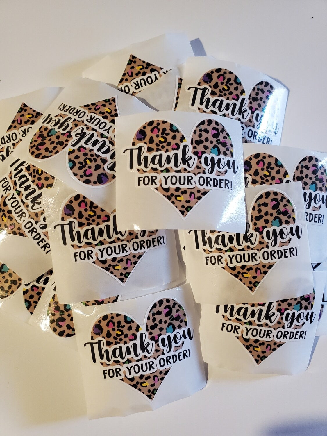 Leopard Heart Thank You Stickers