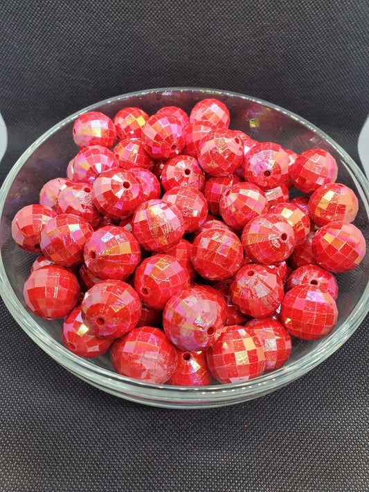 Red Disco 20mm Bubblegum Beads