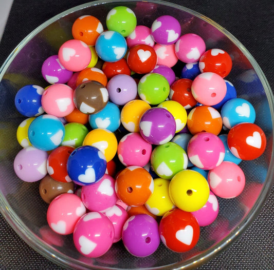 Heart Mix 20mm Bubblegum Beads