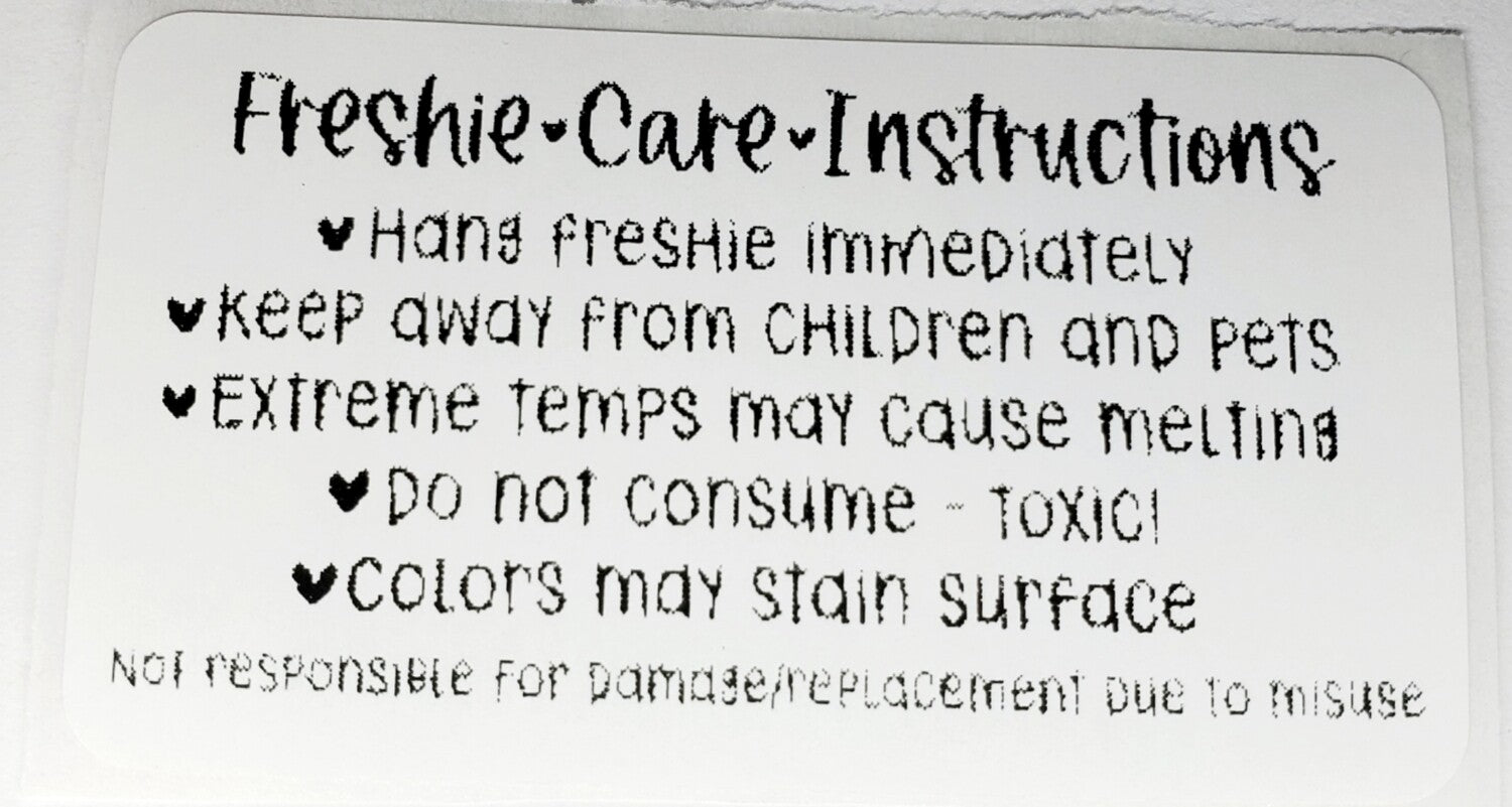 Freshie Care Instructions Stickers