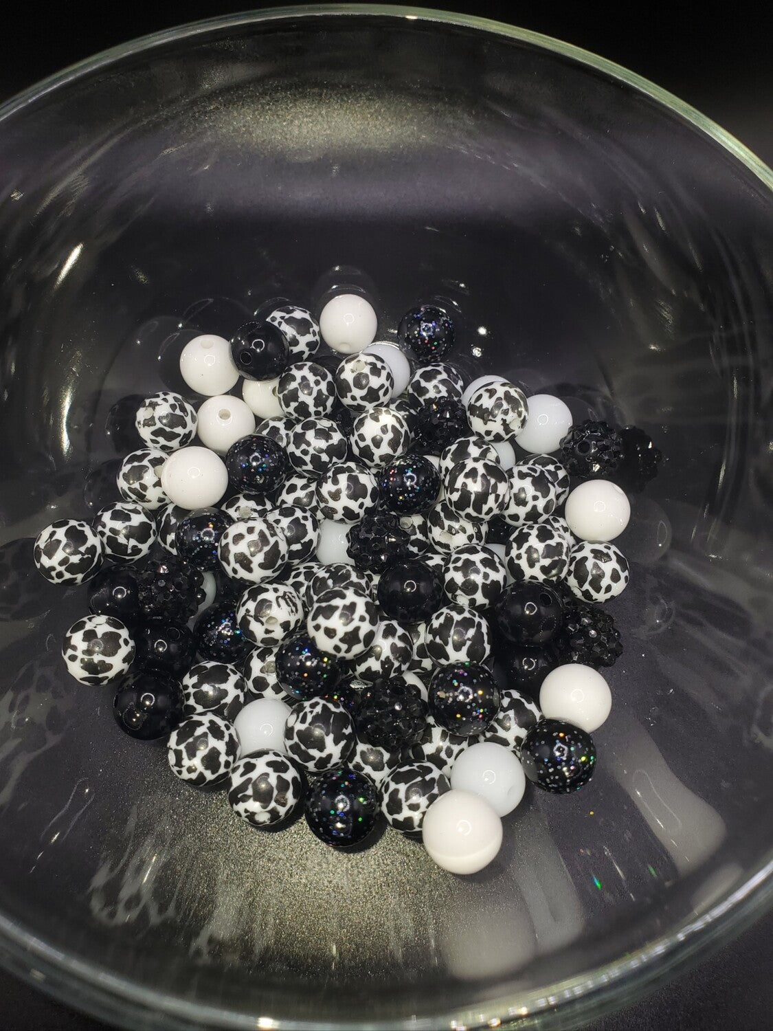 Cowprint Mix 12mm Bubblegum Beads