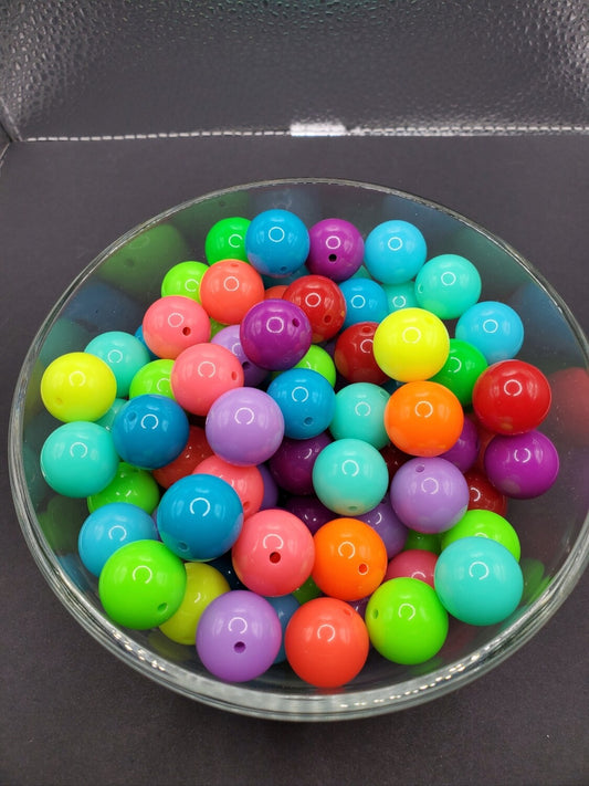 Neon Mix 20mm Bubblegum Beads