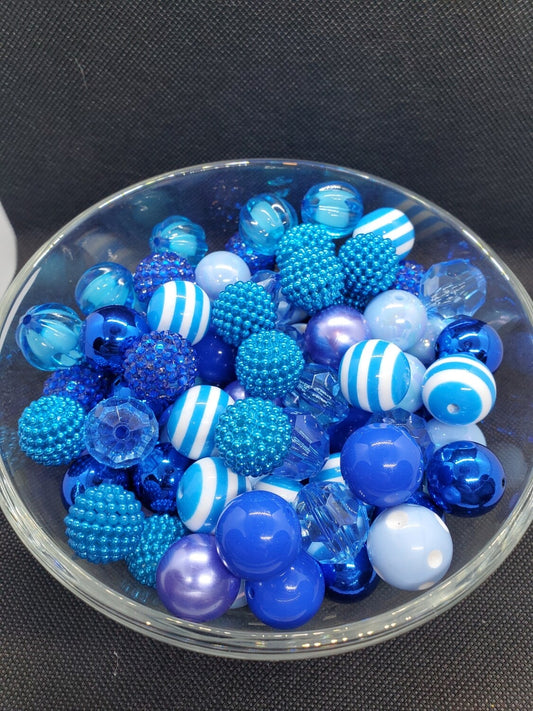 Ballroom Blue Mix 20mm Bubblegum Beads