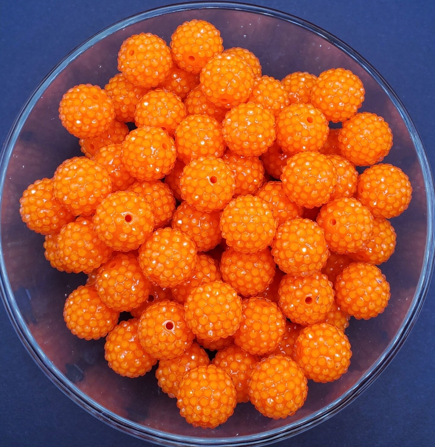 Neon Orange Rhinestone 20mm Bubblegum Beads