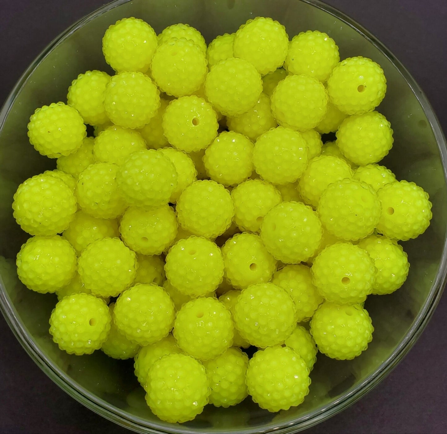 Neon Yellow Rhinestone 20mm Bubblegum Beads