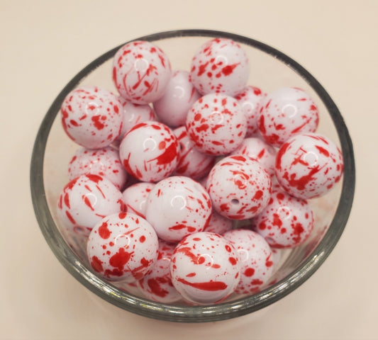 Blood Splatter 20mm Bubblegum Beads