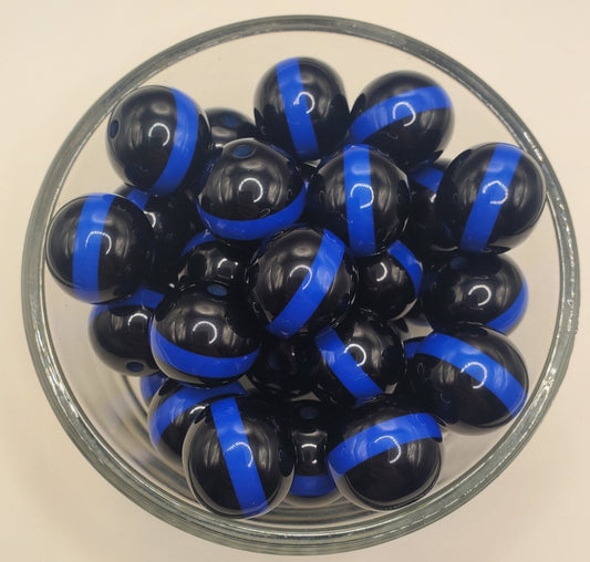 Thin Blue Line (Police) 20mm Bubblegum Beads