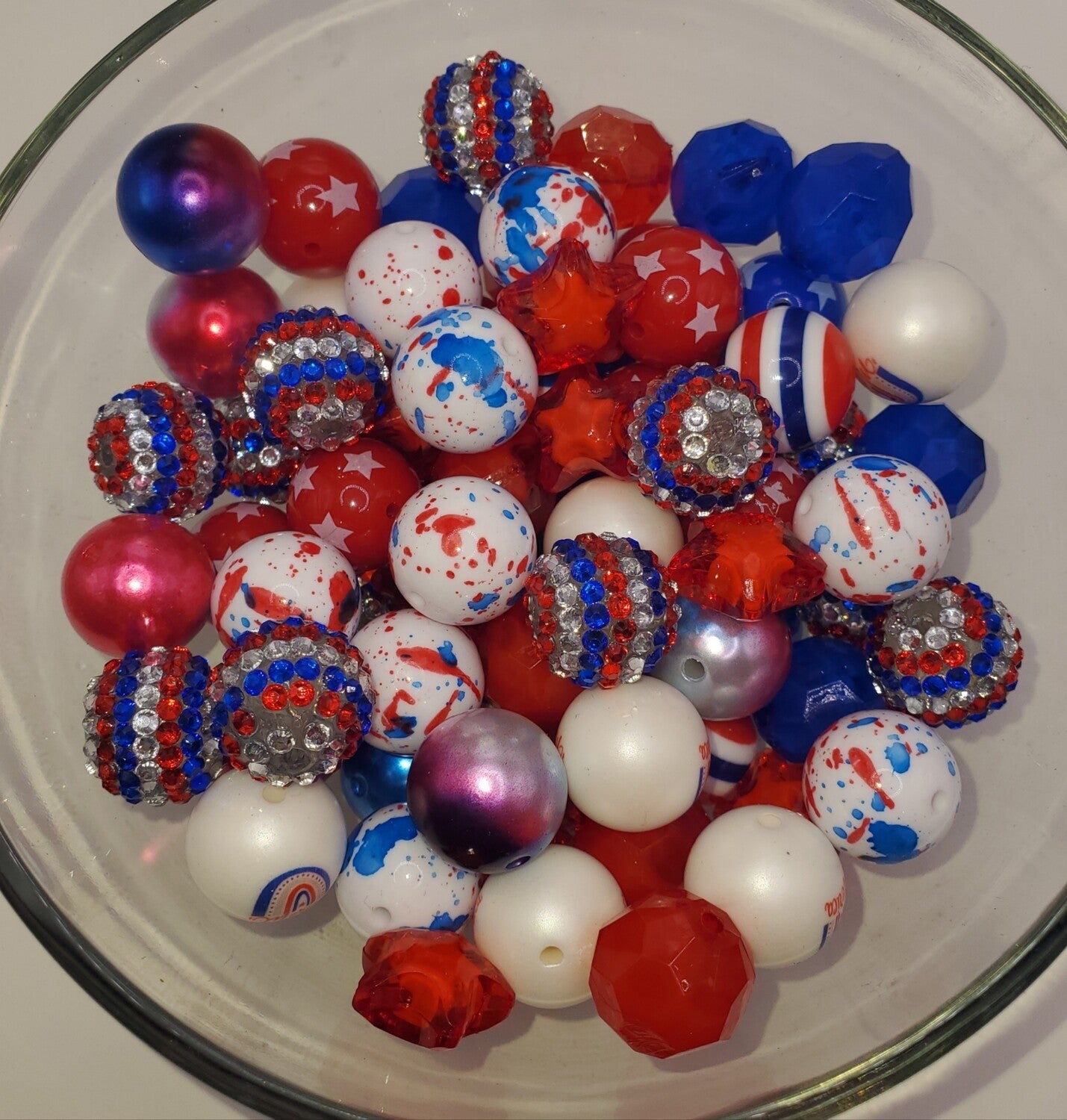 Patriotic Mix 20mm Bubblegum Beads