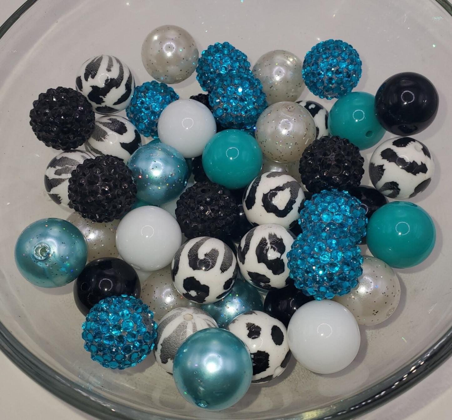 Turquoise Leopard Mix 20mm Bubblegum Beads