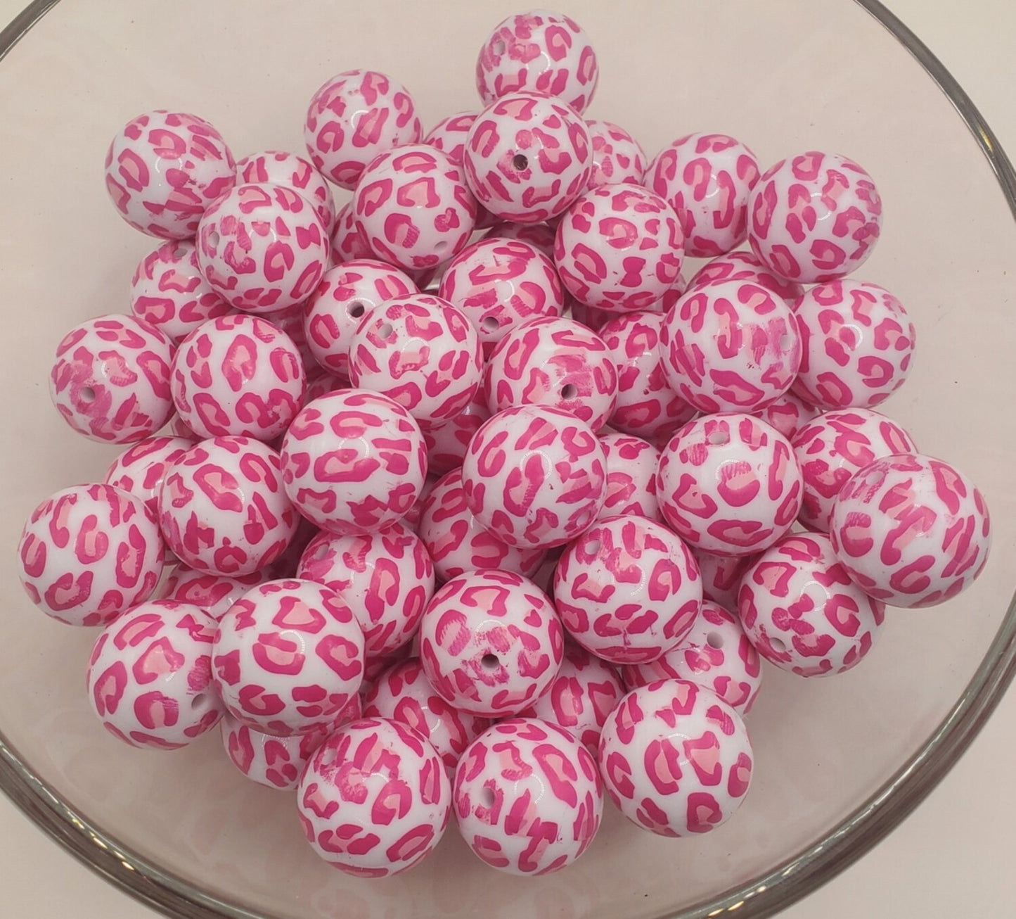 Pink Leopard 20mm Bubblegum Beads