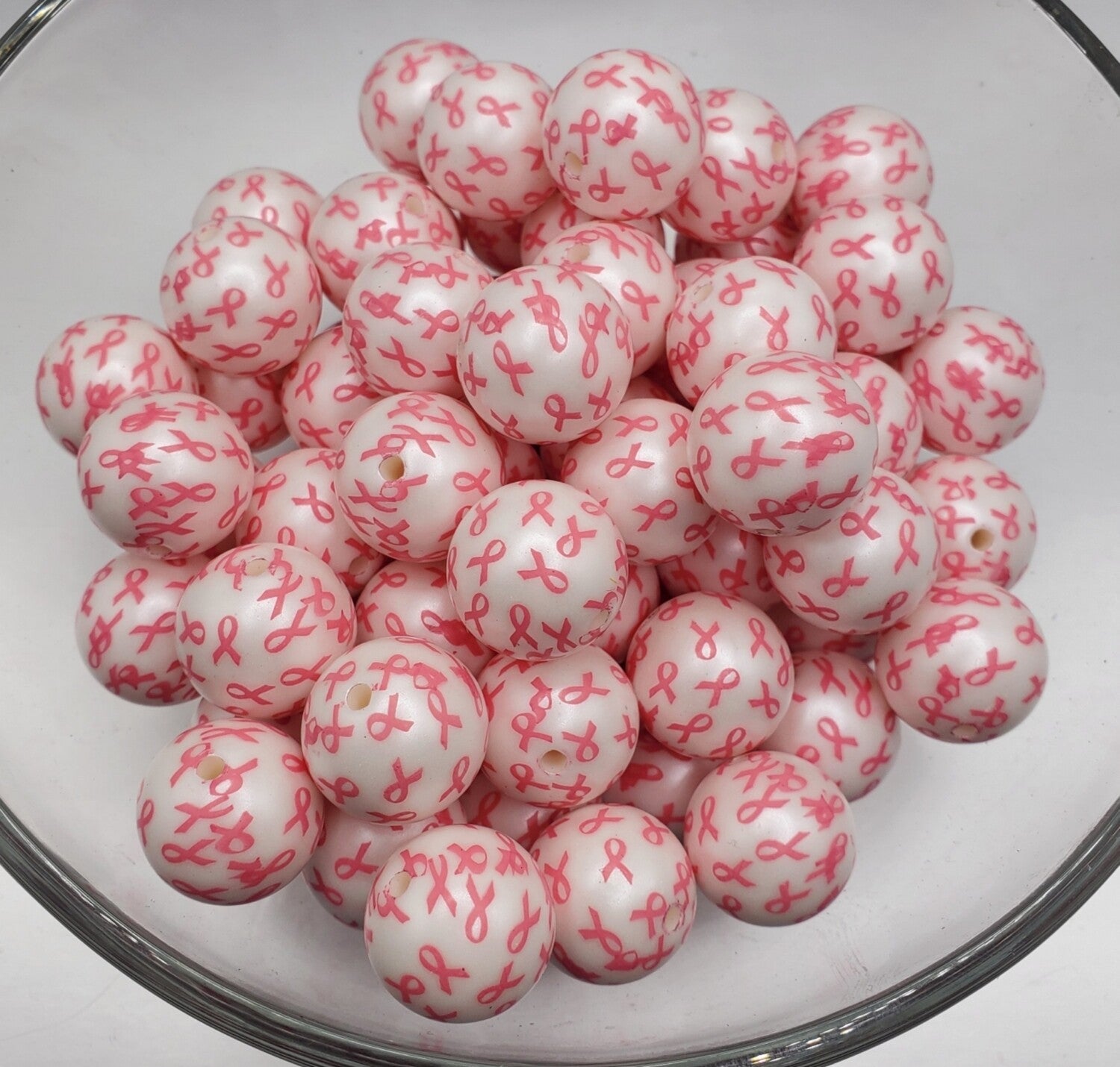 Pink Ribbon Awareness 20mm Bubblegum Beads