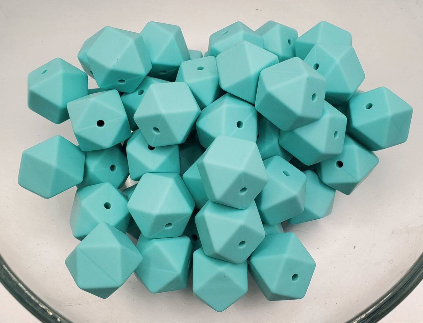 Baby Blue Hexagon 17mm Silicone Beads