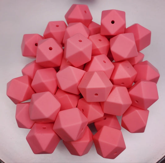 Blush Hexagon 17mm Silicone Beads